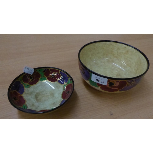 114 - TWO 1930's R.P. Co, (REGAL WARE) POTTERY 'POPPY' PATTERN BOWLS (2)