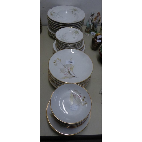 108 - TWENTY TWO PIECE GERMAN PORCELAIN PART DINNER SERVICE, NOW SUITABLE FOR FOUR PERSONS, printed with f... 