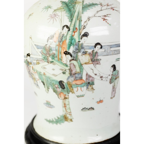 126 - CHINESE QING DYNASTY PORCELAIN INVERTED BALUSTER SHAPE JAR, originally with a cover now absent, well... 