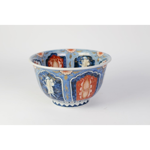 138 - JAPANESE MEIJI PERIOD IMARI PORCELAIN DEEP BOWL, decorated in typical palette with ogival shaped pan... 