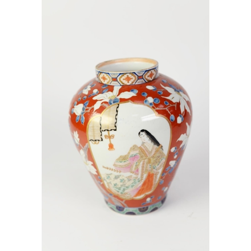 147 - JAPANESE MEIJI PERIOD IMARI PORCELAIN OVOID JAR, (originally with cover, now absent), decorated in t... 