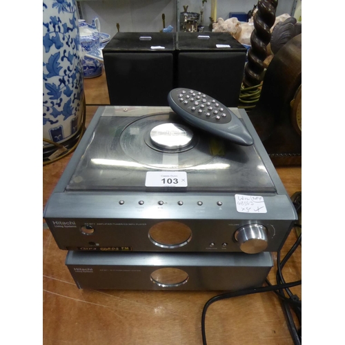 20 - HITACHI LIVING SYSTEMS CD PLAYER WITH MP3 AND AUDIO SYSTEMS AND THE PAIR OF MATCHING SPEAKERS AND TH... 