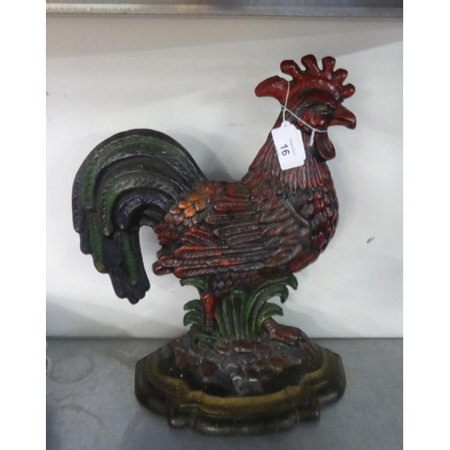 16 - CAST IRON COCKEREL PATTERN DOOR STOP