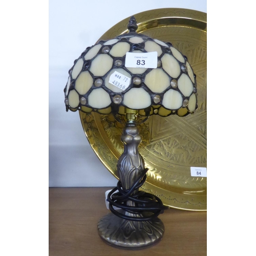 83 - REPRODUCTION TIFFANY STYLE TABLE LAMP AND DOMED LEADED GLASS SHADE