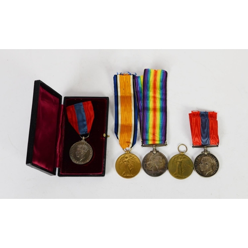 34 - GEORGE V 1914 - 18 WAR MEDAL AND GILT VICTORY MEDAL, awarded to 44243 GNR T Wood R.A. and 1914 - 18 ... 