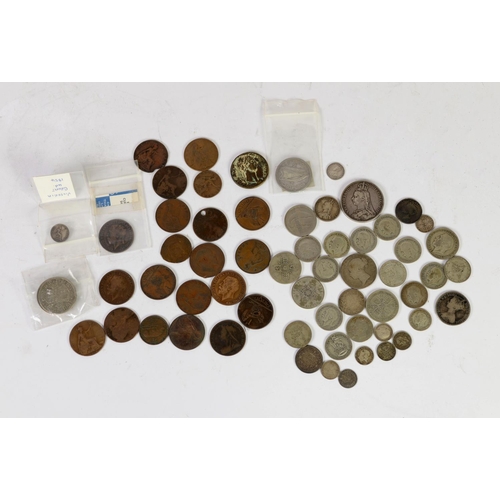 10 - VICTORIA SILVER CROWN, 1889 (F) together with a SELECTION OF VICTORIAN & GEORGE V SILVER COINAGE... 