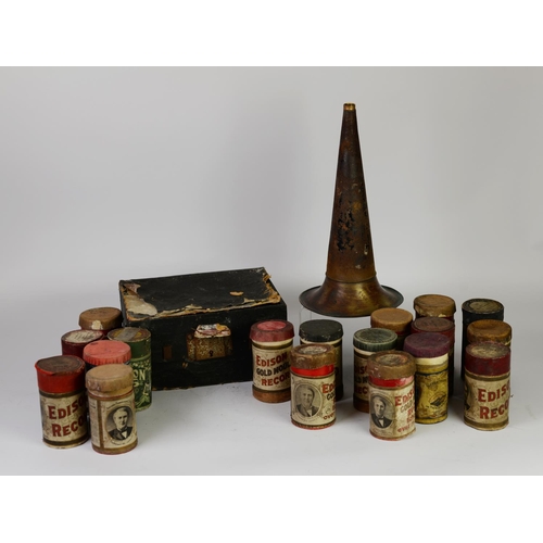 277 - EDISON STANDARD PHONOGRAPH, in dome topped oak and oak veneered case and the ORIGINAL PART BLACK JAP... 