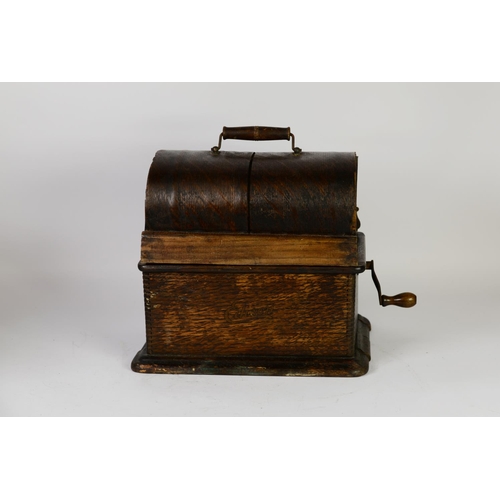 277 - EDISON STANDARD PHONOGRAPH, in dome topped oak and oak veneered case and the ORIGINAL PART BLACK JAP... 