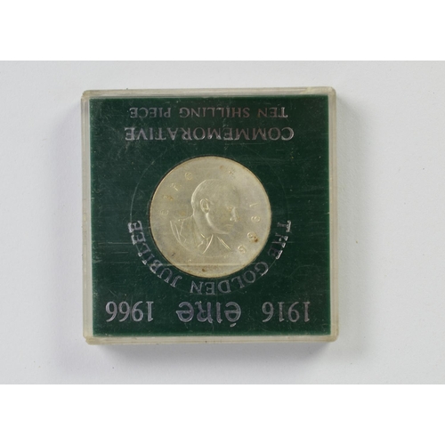 5 - EIRE 1916 – 1966 GOLDEN JUBILEE COMMEMORATIVE TEN SHILLING piece, 1966, in clear plastic case; two E... 