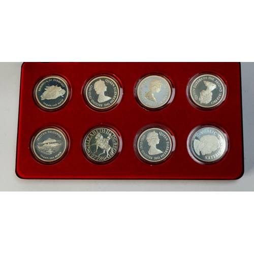 6 - SET OF EIGHT SILVER JUBILEE CROWN COINS - a proof silver set made in Birmingham and the Royal Mint, ... 