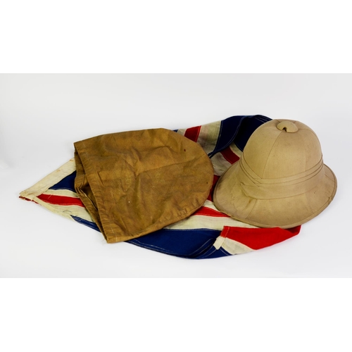 25 - WORLD WAR II KHAKI FABRIC PITH HELMET, with Hawsworth Hats Ltd. 1942 stamped to the leather interior... 