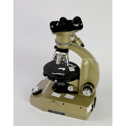 70 - VICKERS M72 SERIES BINOCULAR POLARIZING MICROSCOPE, with four objective lenses fitted, 16 1/4