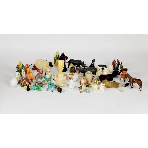 313 - APPROX 123 WADE WHIMSIES AND SIMILAR CERAMIC ANIMAL FIGURES.  TOGETHER WITH A SELECTION OF METAL, PL... 