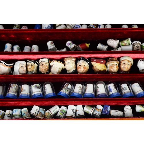 314 - SELECTION OF MODERN COLLECTORS CERAMIC THIMBLES,  includes 12 Tony Wood pottery character thimbles i... 