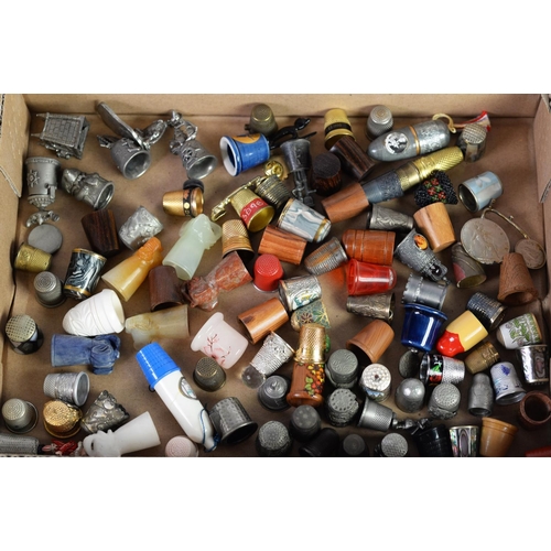 316 - LOOSE COLLECTION  OF APPROX 110 NON-CERAMIC COLLECTORS THIMBLES includes; 13 cloisonne examples, one... 