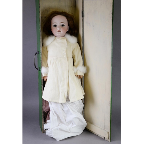 191 - LARGE EARLY 20th CENTURY GERMAN SIMON & HALBIG BISQUE HEAD DOLL, sleeping brown eyes and open mo... 