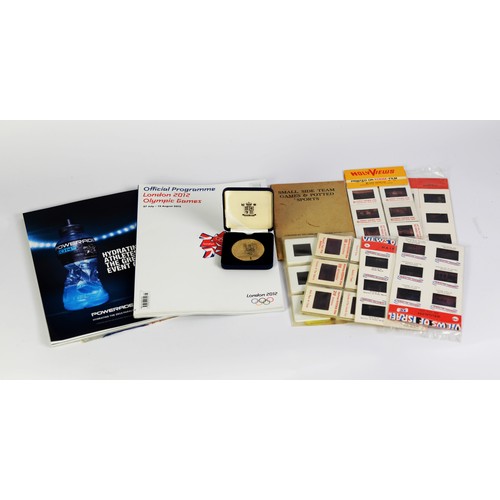 322 - COMMONWEALTH GAMES, MANCHESTER 2002 ELECTROPLATED MEDALLION, in case, with leaflet; PROGRAMME FOR LO... 