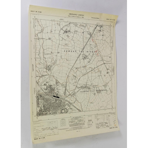 88 - LARGE SELECTION OF APPROXIMATELY 270, CIRCA 1950s GREAT BRITAIN ORDNANCE SURVEY MAPS/SHEETS, in a sc... 