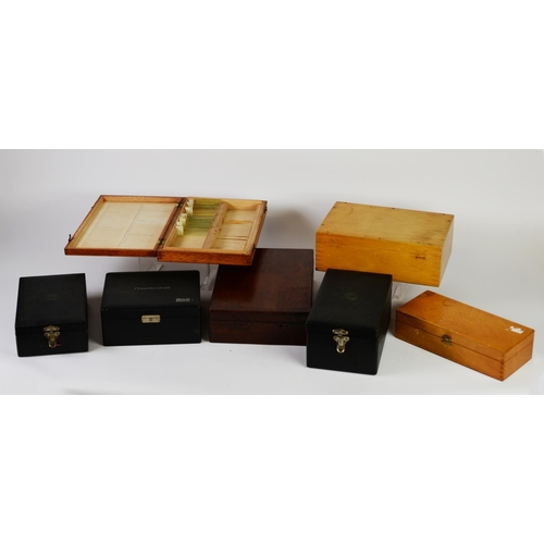 80 - MICROSCOPE SLIDE BOX to take 100 slides, with index to lid underside, ANOTHER with four internal div... 