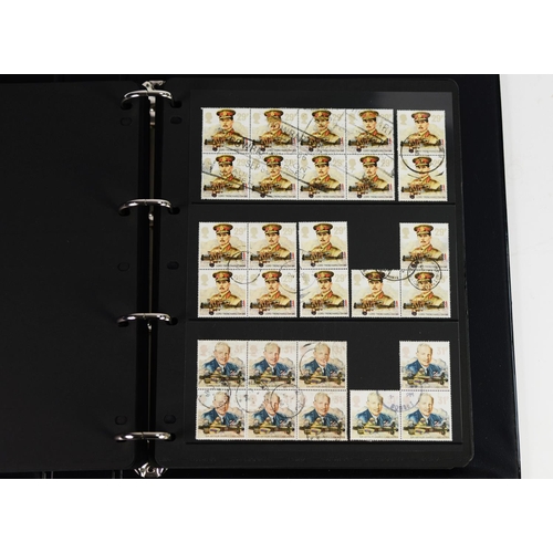 96 - G.B. A BLUE HAGNER BINDER CONTAINING COMMEMORATIVES, all used, mainly blocks