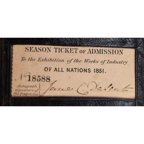 196 - FOUR SEASON TICKETS OF ADMISSION - THE EXHIBITION OF THE WORLDS OF INDUSTRY OF ALL NATIONS 1851, eac... 