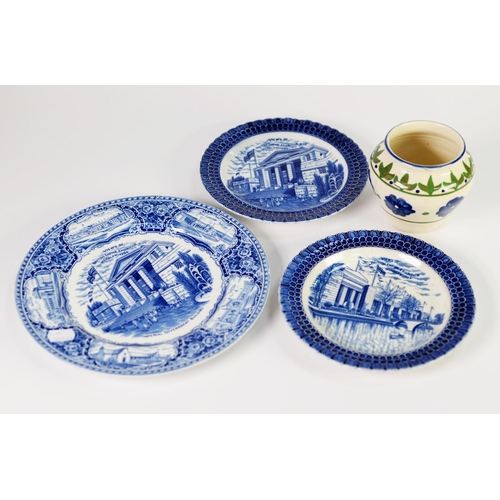 211 - CAULDON BLUE AND WHITE POTTERY PLAQUE - VIEWS OF THE BRITISH EMPIRE EXHIBITION WEMBLEY 1924, 10 1/2i... 