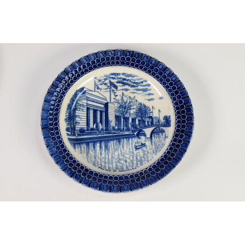 211 - CAULDON BLUE AND WHITE POTTERY PLAQUE - VIEWS OF THE BRITISH EMPIRE EXHIBITION WEMBLEY 1924, 10 1/2i... 