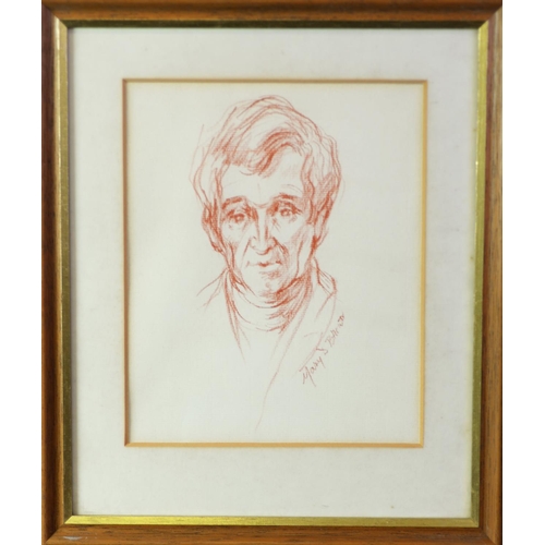 302 - MARY D. BROWN 20th CENTURY RED CHALK DRAWING - Ashkenazy, head and shoulders portrait, signed, title... 