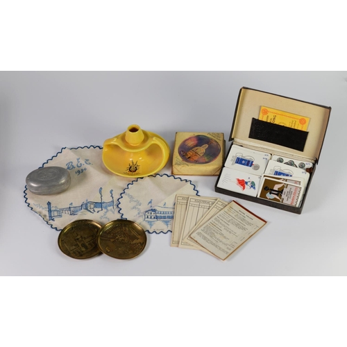 214 - MISCELLANEOUS ITEMS RELATING TO THE BRITISH EMPIRE EXHIBITION WEMBLEY 1924, to include a small suede... 