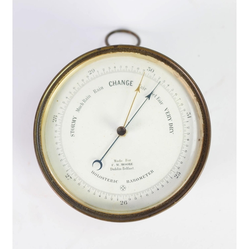 59 - PHBN, FRENCH ‘HOLOSTERIC BAROMETER’ MADE FOR F.M. MOORE, DUBLIN- BELFAST, 5” (12.7cm) diameter, toge... 