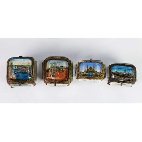 225 - FRANCO-BRITISH EXHIBITION 1908, LONDON - TWO ‘PALAIS ROYALE’ SOUVENIR TRINKET BOXES, each with colou... 