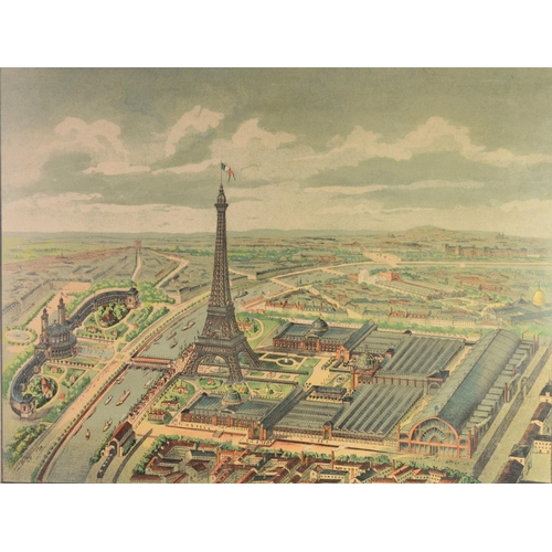 228 - UNIVERSAL EXHIBITION, PARIS 1889 - PANORAMIC COLOUR PRINT, 19” x 24” (48.2cm x 61cm), framed and gla... 