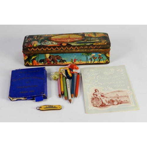 229 - COLONIAL EXHIBITION 1931, PARIS - COLOUR PRINTED BISCUIT TIN, 10 ¾” x 4” (27.3cm x 10.2cm), not date... 