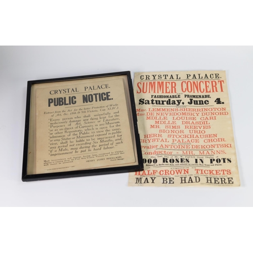 222 - PRINTED SMALL SIZE LATE 19th/EARLY 20th CENTURY POSTER - Crystal Palace Summer Concert and Fashionab... 