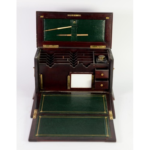 348 - LATE VICTORIAN SHERATON REVIVAL INLAID MAHOGANY STATIONERY BOX, well fitted interior with inkwell, t... 