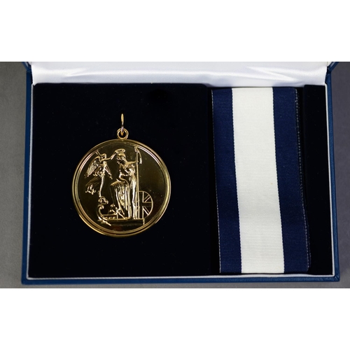 37 - ‘THE NELSON SOCIETY’ LIMITED EDITION BATTLE OF TRAFALGAR COMMEMORATIVE GILT BRONZE MEDAL, (83/200), ... 