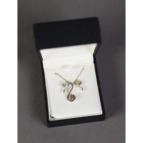 399 - KIT HEATH TEAR SHAPED PENDANT, on silver fine chain necklace, in case; Carrick Jewellery, Glasgow, ‘... 