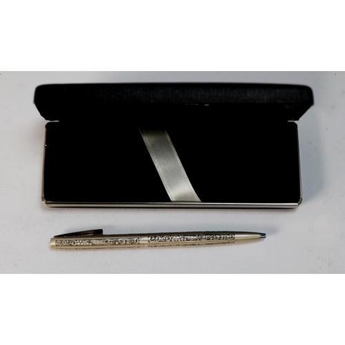 325 - SHEAFFER SILVER CASED BALL POINT PEN, scroll engraved; Papermate PROPELLING PENCIL; Parker FELT TIP ... 