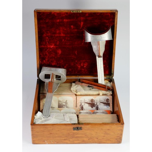 41 - BOXED PAIR OF LATE 19th CENTURY PERFECSCOPE HAND-HELD STEREOSCOPIC VIEWERS with aluminium bodies, to... 