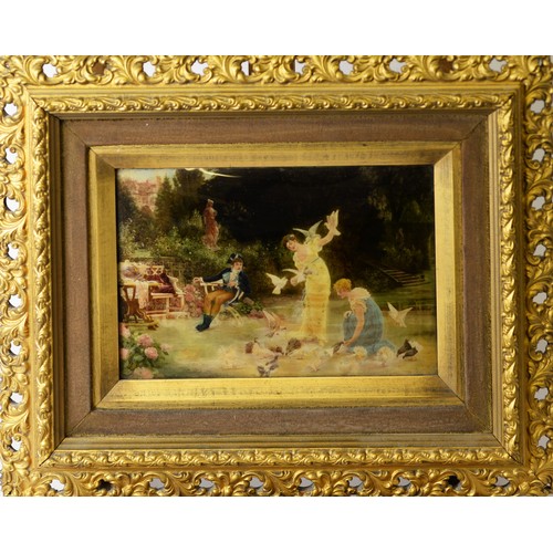 335 - EARLY 1900'S CONTINENTAL CRYSTOLEUM in gilt plaster frame, 14