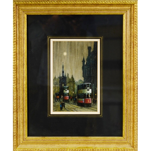 14 - ARTHUR DELANEY (1927-1987)OIL PAINTING Albert Square, Manchester Signed 8 ½” x 5 ¼” (21.6cm x 13.3cm... 