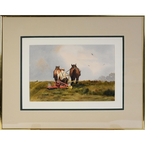 118 - ROBERT O’CONNOR (TWENTIETH/ TWENTY FIRST CENTURY)WATERCOLOUR Amish Farmer Ploughing a Field Signed, ... 