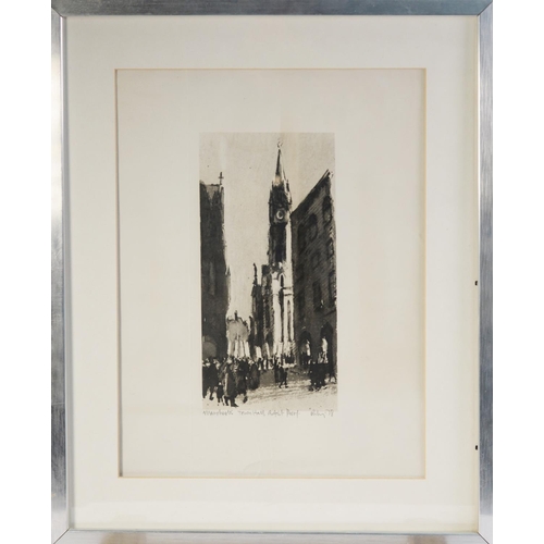 135 - HAROLD RILEY (b.1934) SIGNED ARTIST PROOF MONOCHROME PRINT OF A WATERCOLOUR ‘Manchester Town Hall’ S... 