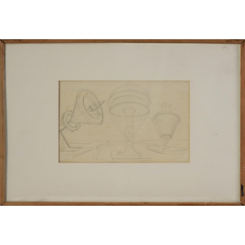 81 - ATTRIBUTED TO EMMANUEL LEVY (1900-1986)PENCIL SKETCH Conical forms Ascribed in pencil verso and with... 