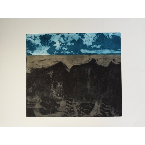 58 - NORMAN JAQUES (1922-2014) TWO UNTITLED ETCHINGSCaves, Pembrokeshire, (tinted) Signed 17” x 19 ¾” (43... 