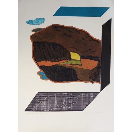 59 - NORMAN JAQUES (1922-2014) TWO LIMITED EDITION COLOUR PRINTS‘Landscape with Lake’, (3/20) Signed 23 ½... 