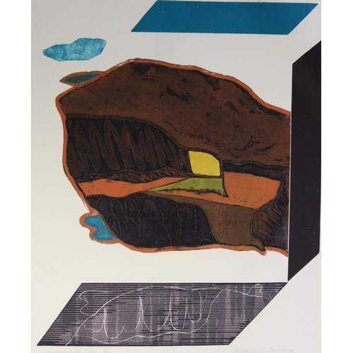 59 - NORMAN JAQUES (1922-2014) TWO LIMITED EDITION COLOUR PRINTS‘Landscape with Lake’, (3/20) Signed 23 ½... 