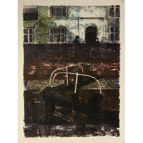 61 - NORMAN JAQUES (1922-2014)TWO COLOUR PRINTS ‘Manchester Canal’ Signed 23 ½” x 17 ½” (59.7cm x 44.4cm)... 