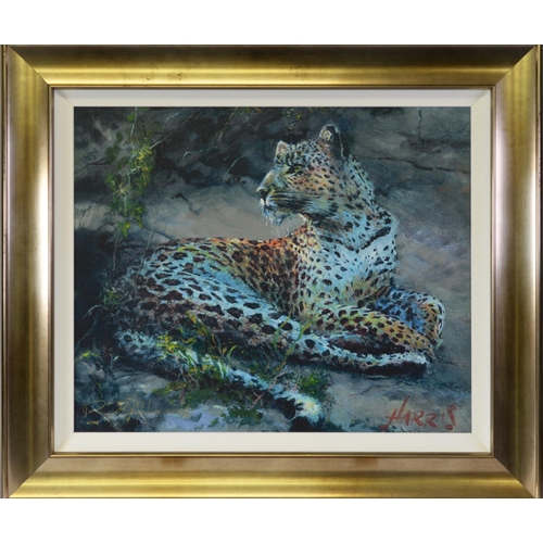 184 - ROLF HARRIS (b.1930) ARTIST SIGNED LIMITED EDITION COLOUR PRINT ON CANVAS‘Leopard Reclining at Dusk’... 