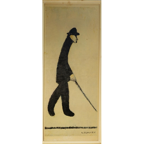 87 - AFTER LAURENCE STEPHEN LOWRY (1887-1976) COLOUR PRINT Man with walking stick 30” x 12 ½” (76.3cm x 3... 